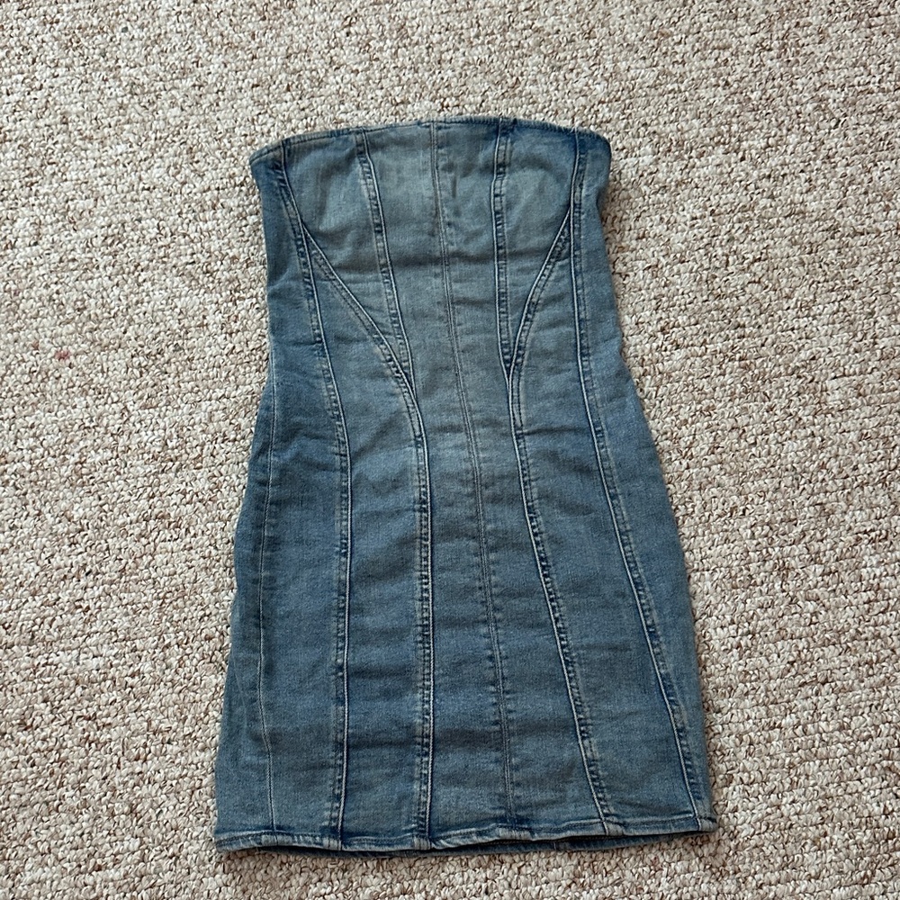 Garage Denim Strapless Dress